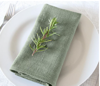 Sage green napkin available to hire from Wijnlanden Uitzicht